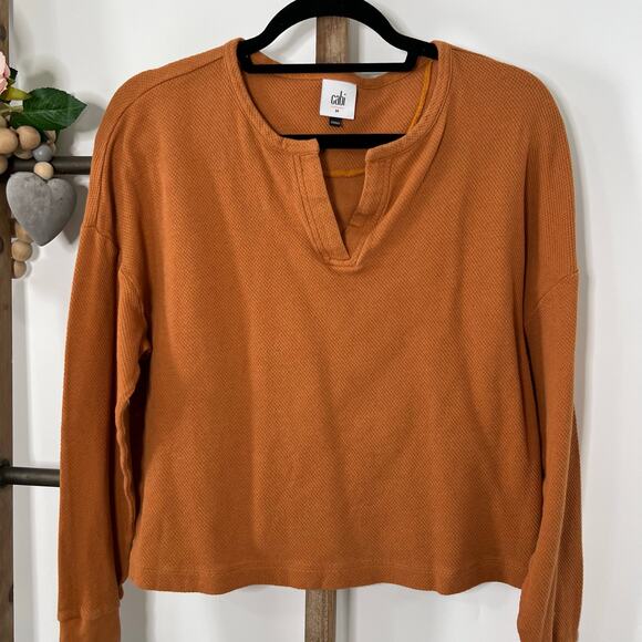 Cabi Style 4369 Long Sleeve Crop Rust V‎ Neck Shirt Size Medium - Picture 2 of 8